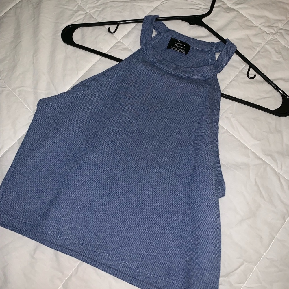 Zara denim blue crop top